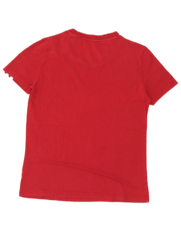 Adidas Dame T-Shirt Top UK 12/14 Medium Rød Bomuld
