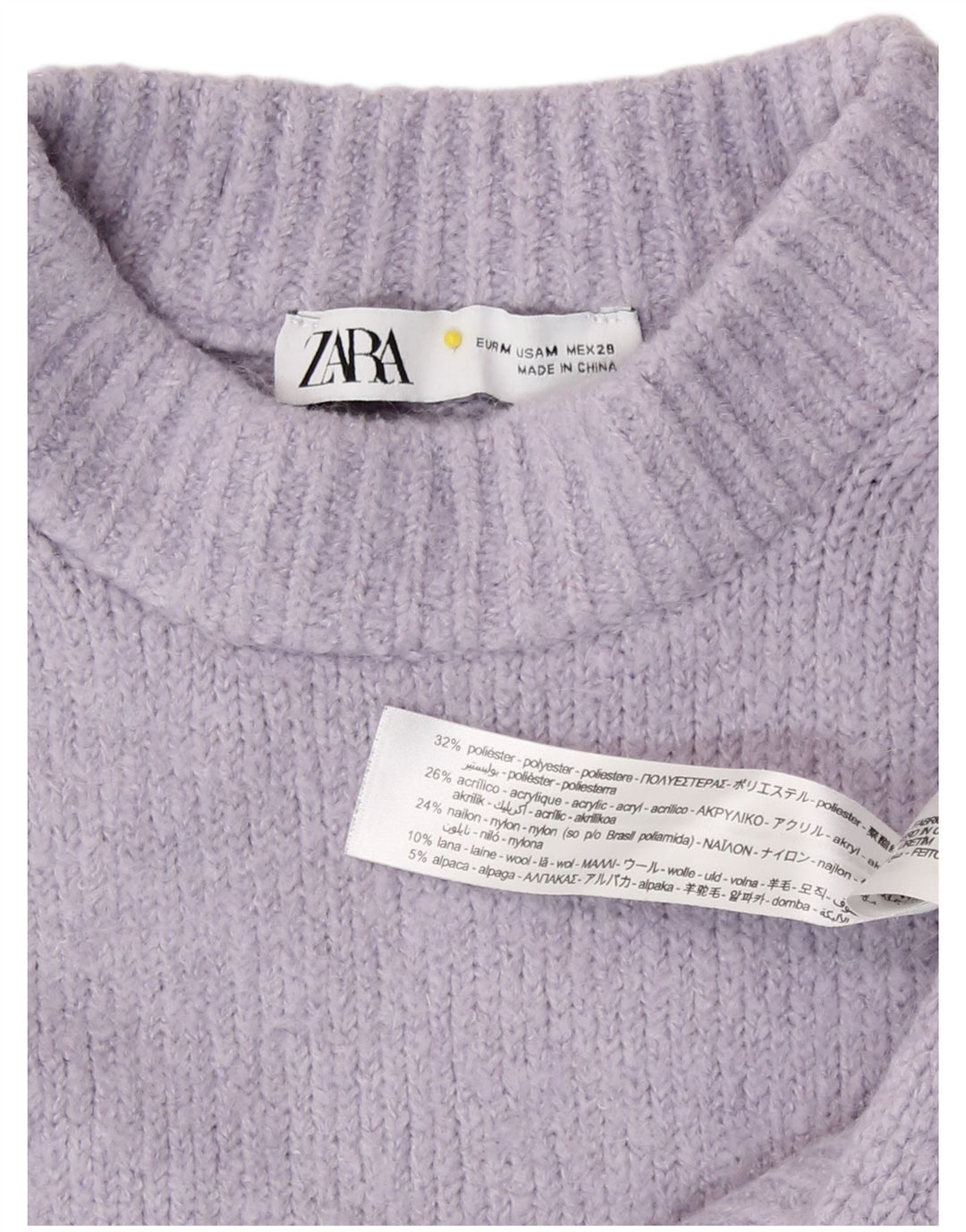 Zara Womens Crop Turtle Neck Jumper Sweater UK 14 Medium Purple Polyester