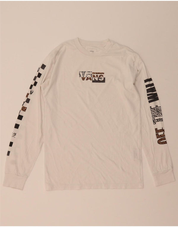 VANS Mens Classic Fit Graphic Top Long Sleeve Small White Cotton