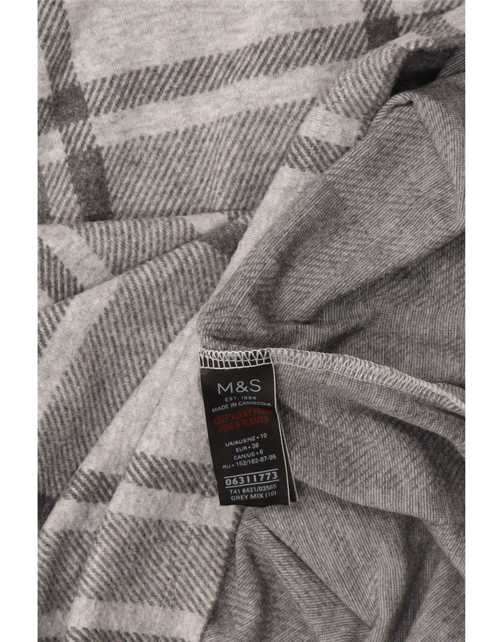 Marks & Spencer Dame Oversized Top Langærmet UK 10 Small Grey Plaid