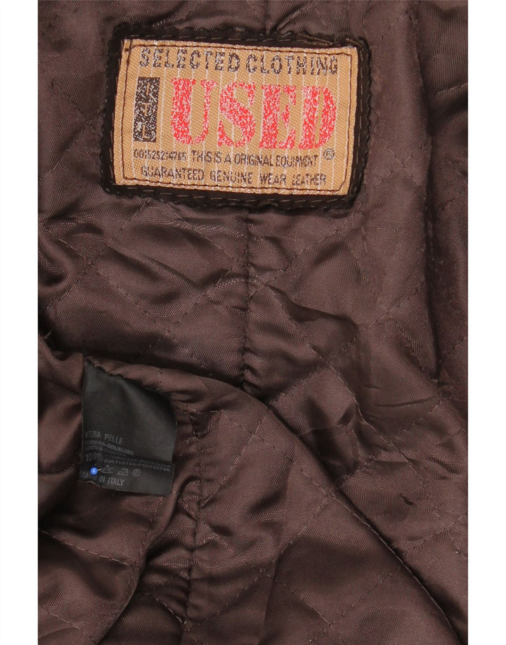 Vintage herre læderjakke IT 56 3XL brunt læder