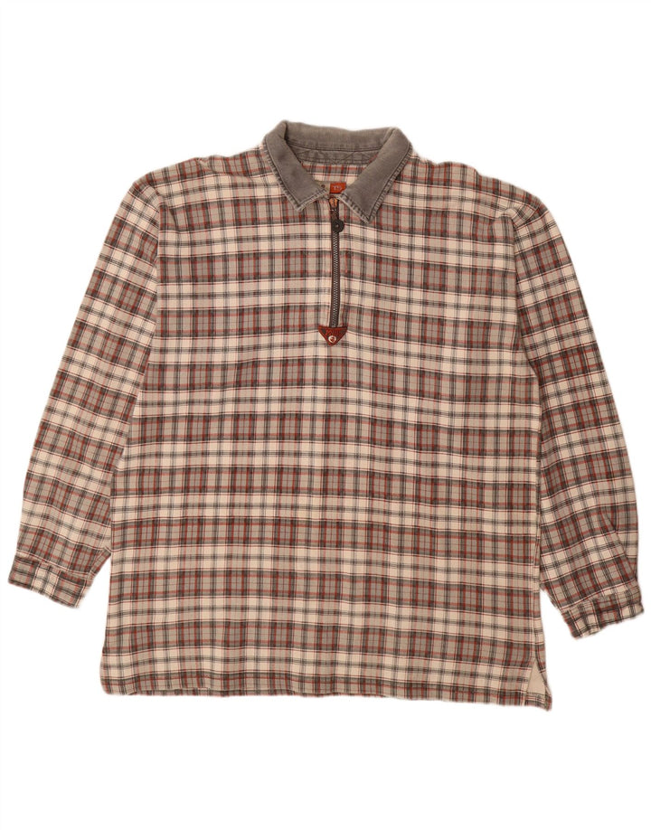 Take Five Herre langærmet poloshirt XL flerfarvet ternet bomuld