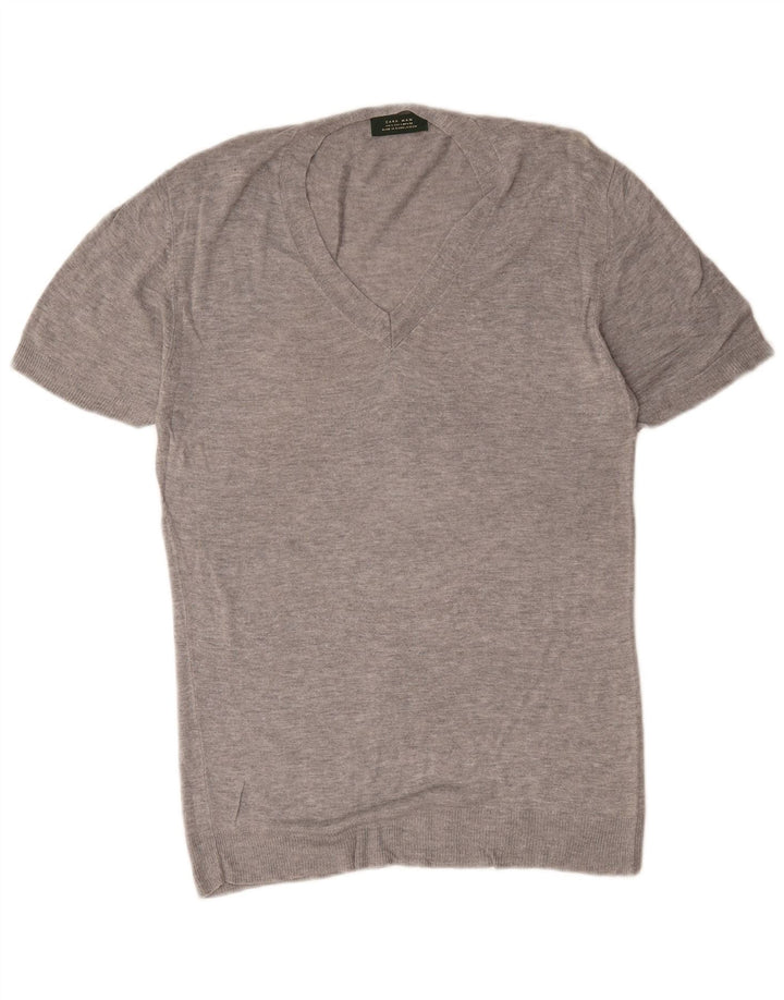 Zara Herre T-Shirt Top Stor Grå Flecked