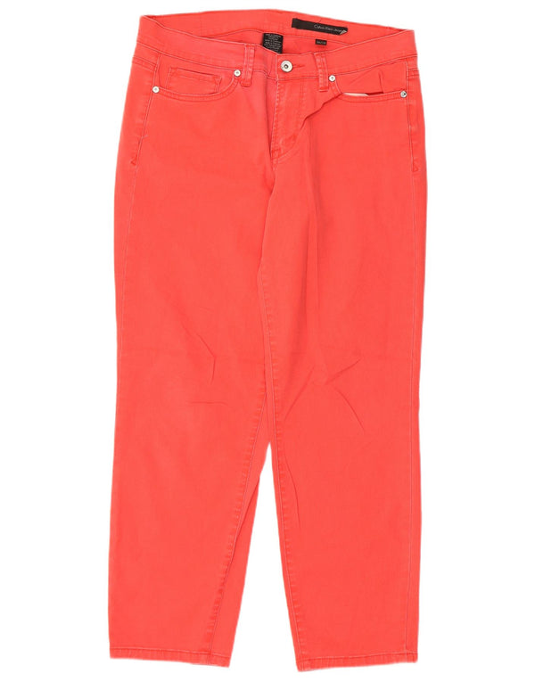 Calvin Klein Dame Slim Fit Cropped Trousers US 10 Medium W30 L26 Red