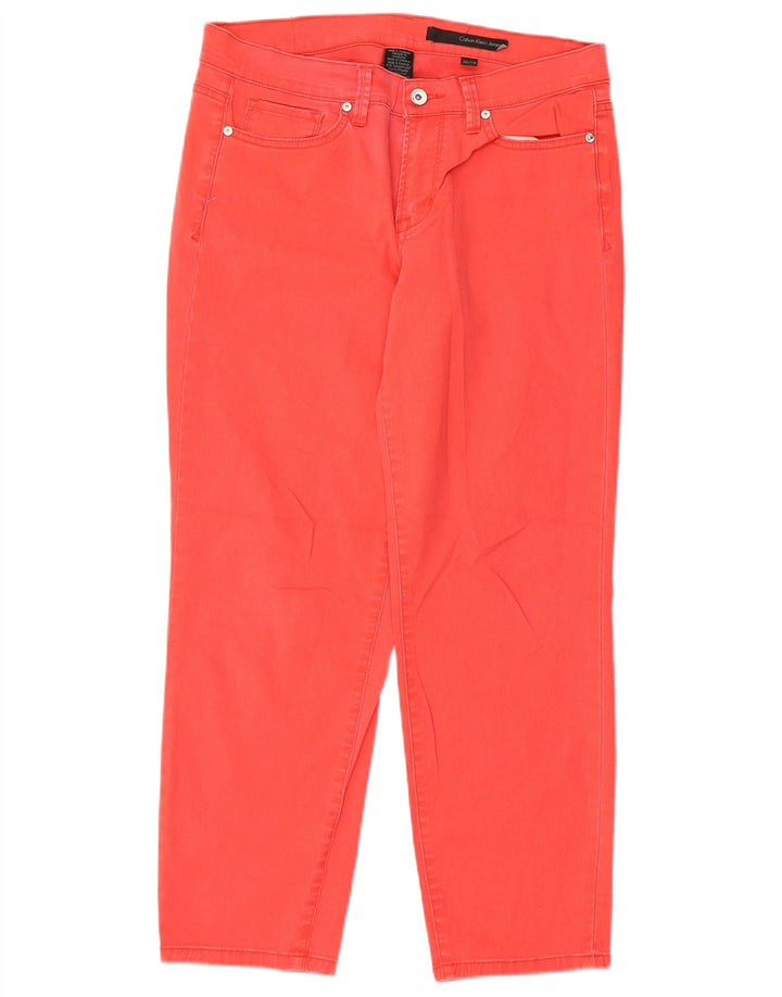 Calvin Klein Dame Slim Fit Cropped Trousers US 10 Medium W30 L26 Red