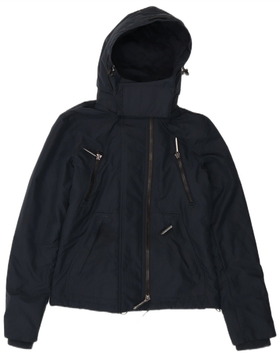 SUPERDRY Dame grafisk hættejakke UK 8 Small Navy Blue