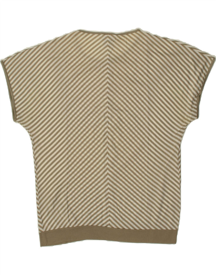 VINTAGE Womens Blouse Top UK 14 Medium Beige Chevron Vintage Vintage and Second-Hand Vintage from Messina Hembry 