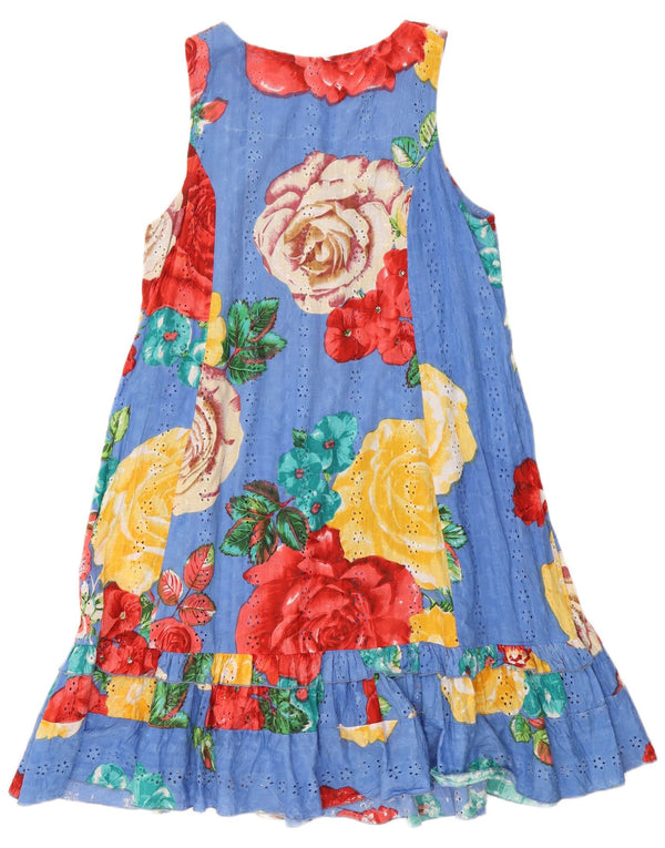 Vintage dame solkjole UK 18 XL blå blomster bomuld