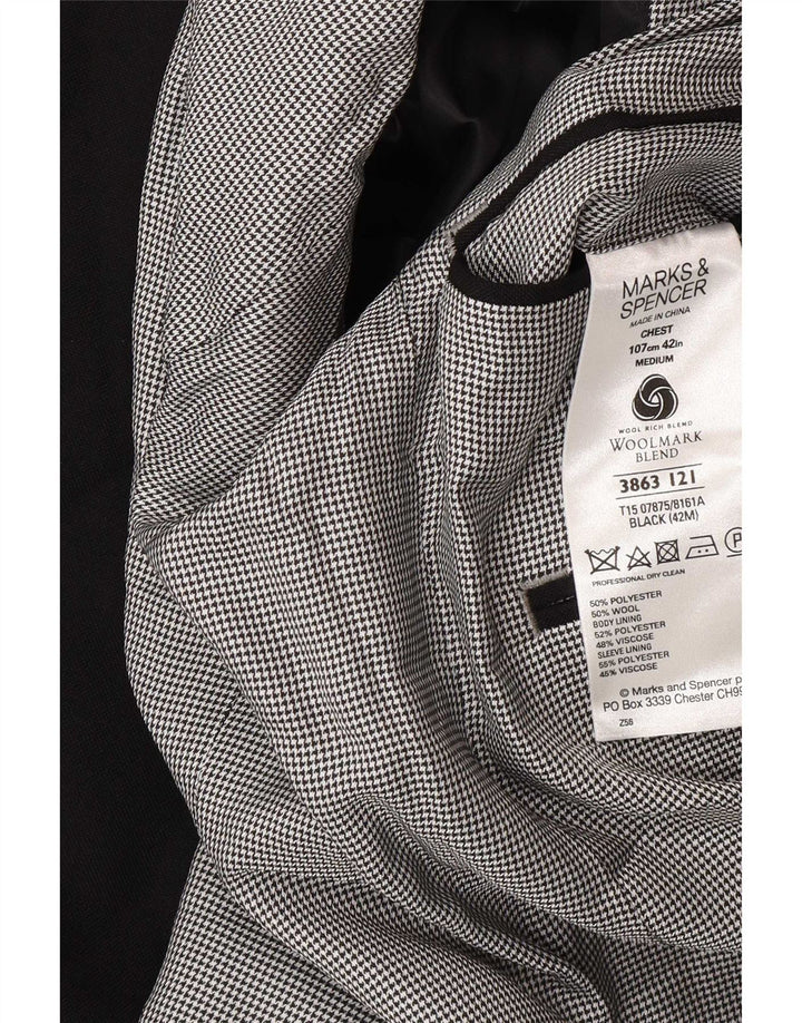Marks & Spencer Herre 2-knaps blazerjakke UK 42 Stor sort polyester