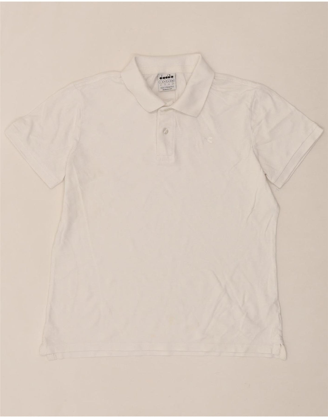 DIADORA Mens Polo Shirt Medium White Vintage Diadora and Second-Hand Diadora from Messina Hembry 