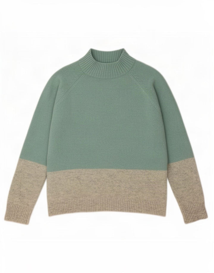 Fat Face Dame Turtle Neck Jumper Sweater UK 14 Stor turkis