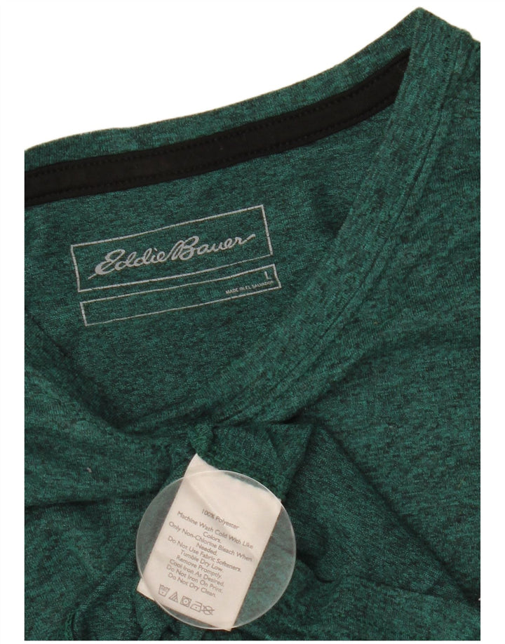Eddie Bauer Herre Regular Fit T-Shirt Top Stor Grøn Flecked Polyester