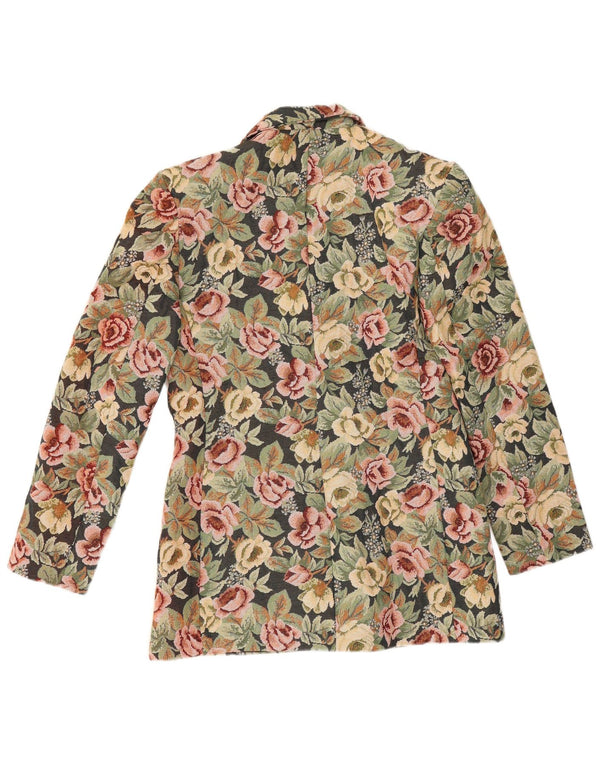 Vintage Dame Dobbeltradet Blazer Jacket UK 14 Medium Green Floral