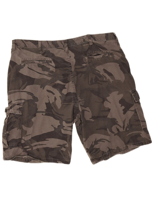 Vintage herre Regular Fit Cargo Shorts W40 XL Grå Camouflage Bomuld
