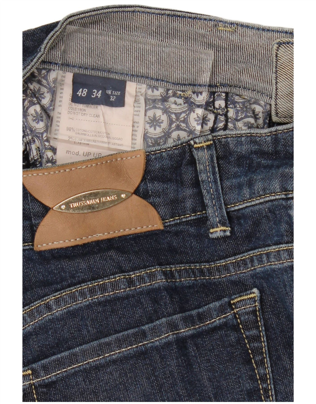 Trussardi Dame Slim Jeans W32 L32 Marineblå Bomuld