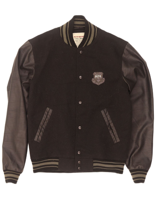 Vintage Herre Varsity Jacket UK 42 XL Sort Nylon