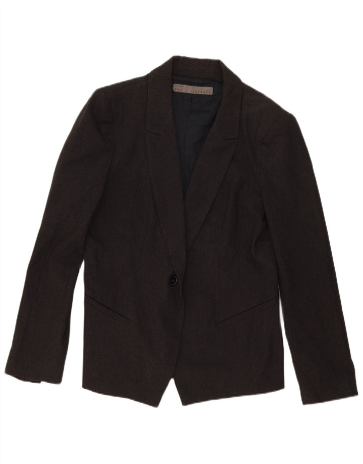 Zara Dame 1 Knap Blazer Jacket UK 16 XL Grå Polyester