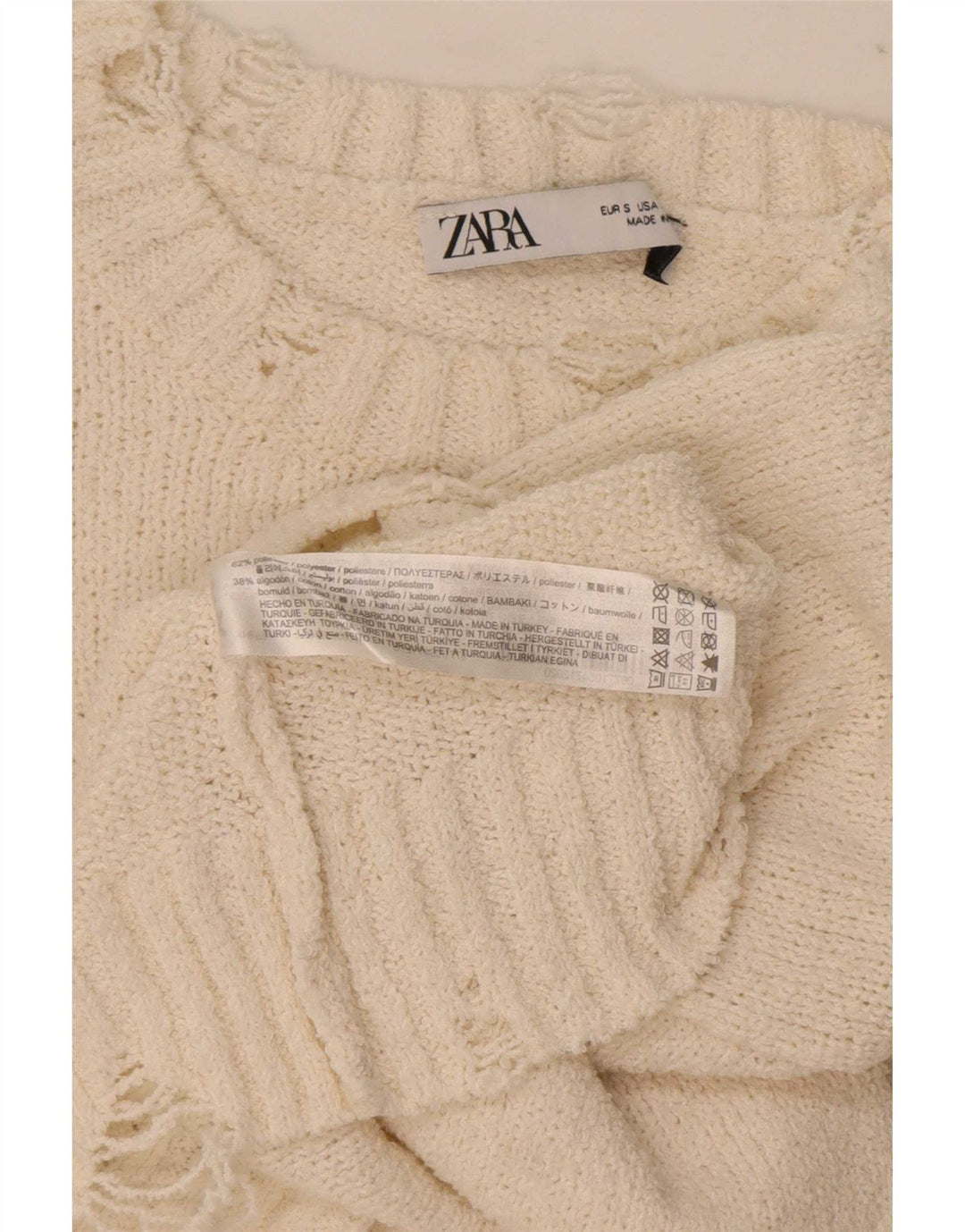 Zara Womens Oversized Bolero Jumper UK 10 Small Off White Polyester