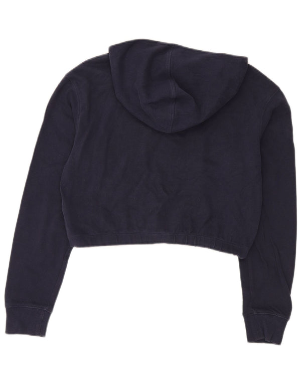 Tommy Hilfiger Dame Crop Grafisk Hoodie Jumper UK 6 XS Marineblå Bomuld