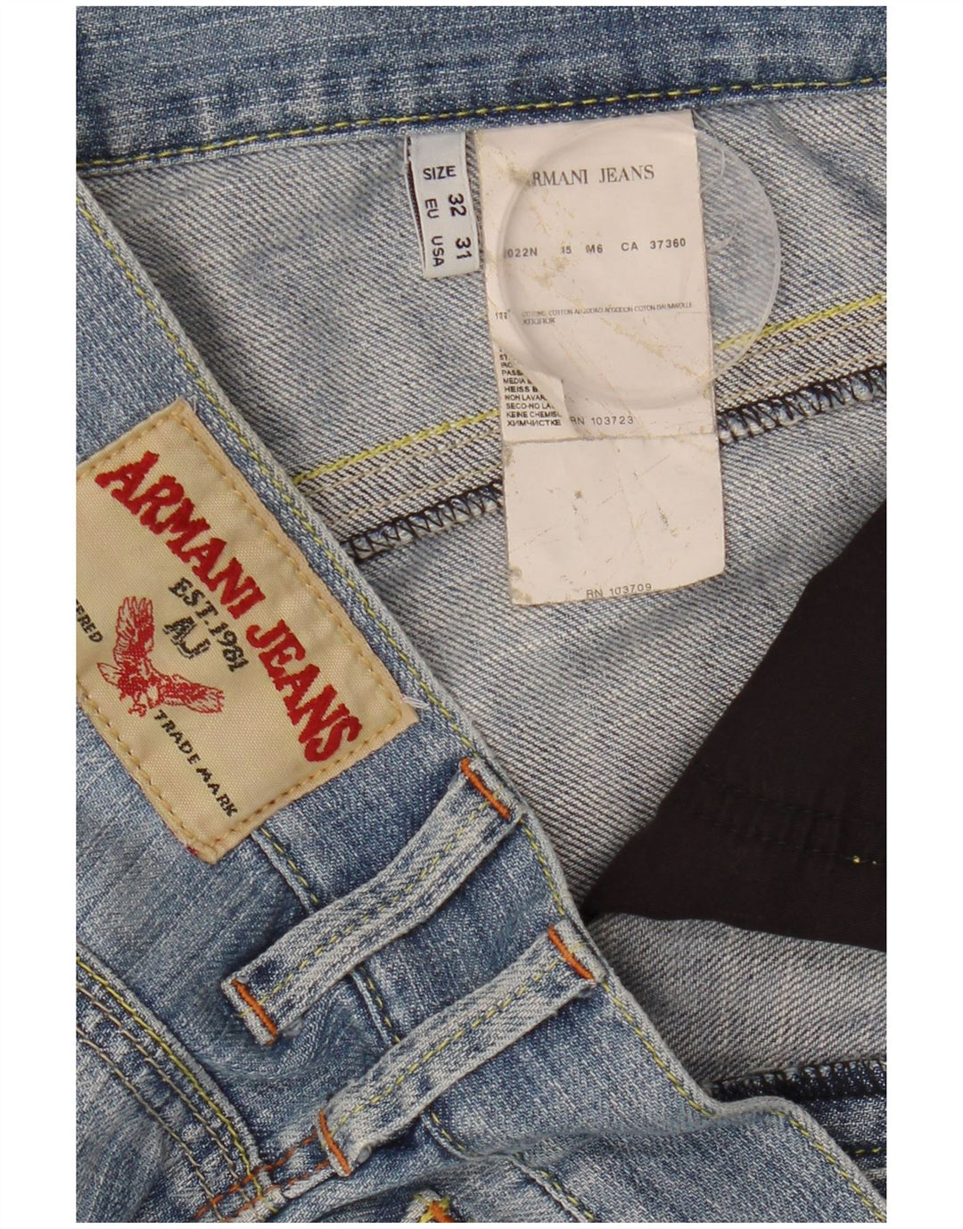 Armani Herre Distressed Slim Jeans W32 L34 Blå Bomuld