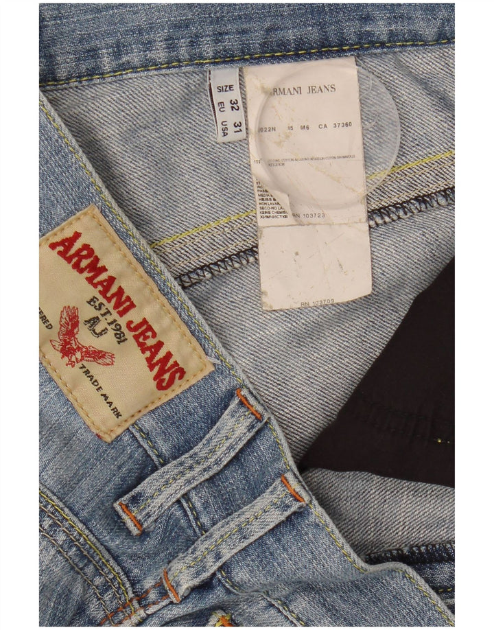 Armani Herre Distressed Slim Jeans W32 L34 Blå Bomuld