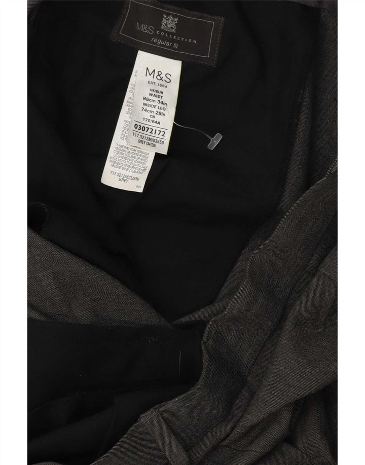 Marks & Spencer Herre Regular Fit Suit Bukser W34 L29 Grå polyester