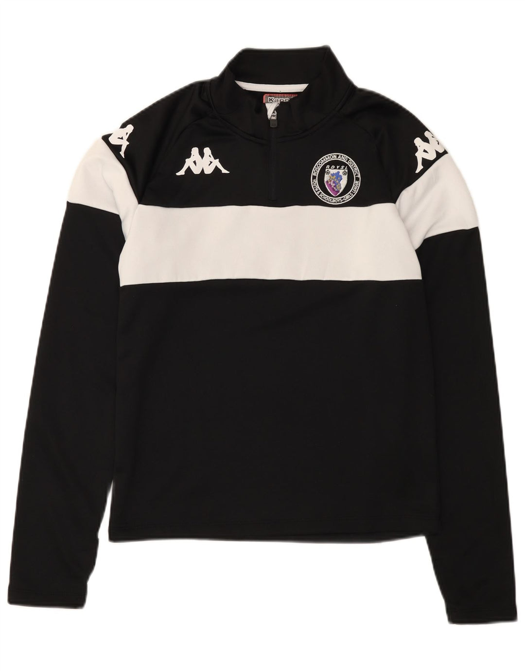 KAPPA Herre grafisk lynlås-hals sweater træningsdragt Top Lille sort Colourblock