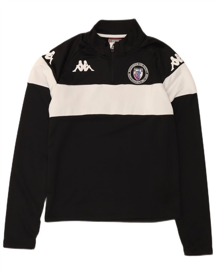 KAPPA Herre grafisk lynlås-hals sweater træningsdragt Top Lille sort Colourblock