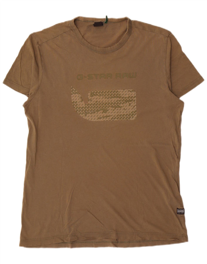 G-Star Herre Grafisk T-Shirt Top Stor Khaki Bomuld