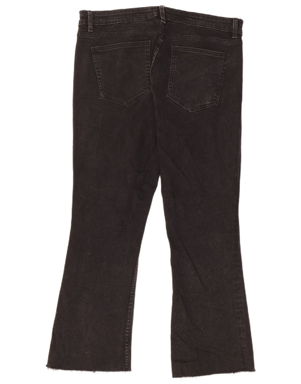 Zara Dame Crop Bootcut Jeans EU 44 XL W34 L24 Sort Bomuld