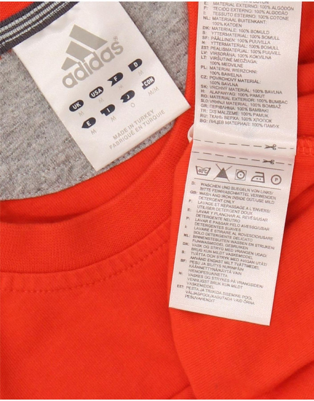ADIDAS Herre T-Shirt Top Medium Orange Bomuld