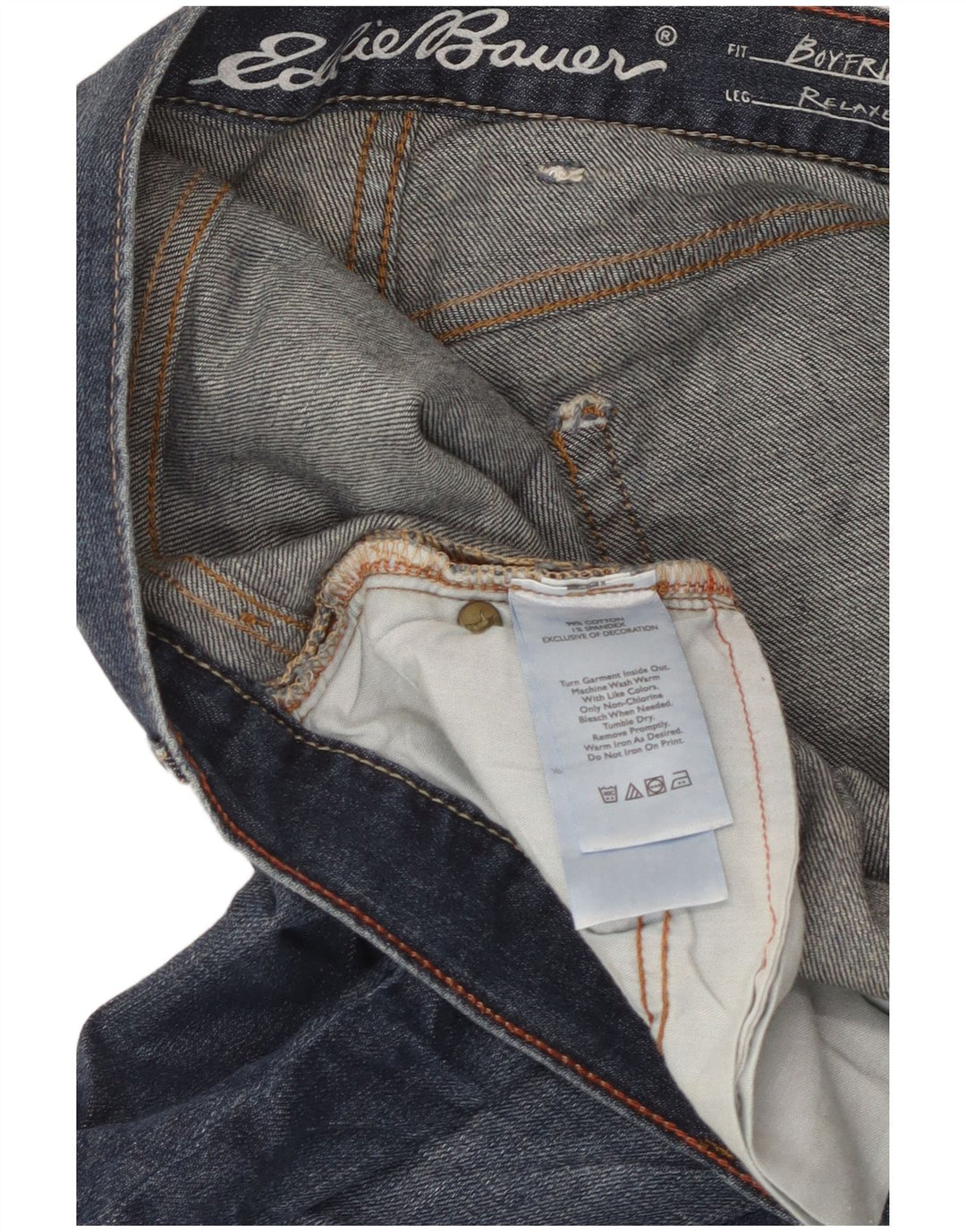 EDDIE BAUER Kvinde Kæreste Distressed Straight Jeans W36 L30 Blå