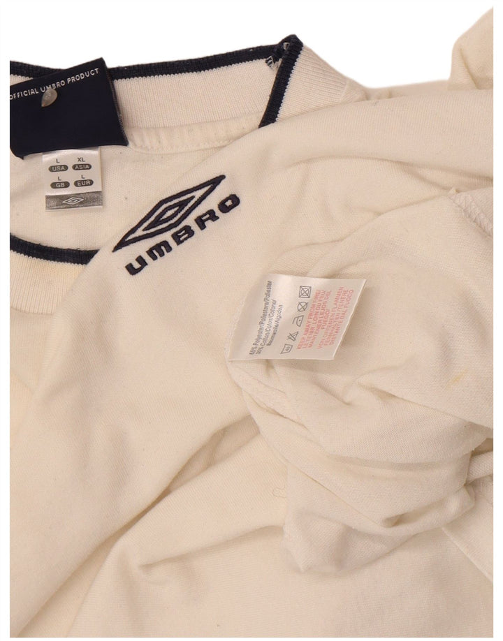 Umbro Herre Grafisk T-Shirt Top Large Off White Polyester