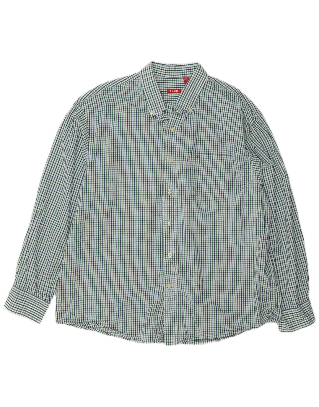 IZOD Herreskjorte 2XL Grøn Gingham Bomuld