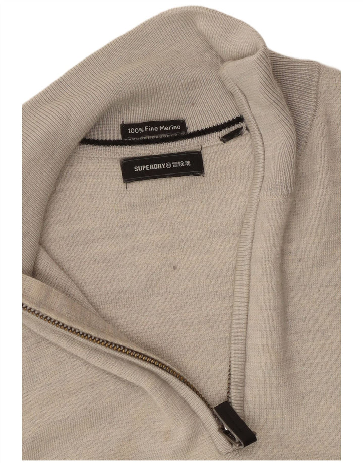SUPERDRY sweater med lynlås til mænd XS Grå uld