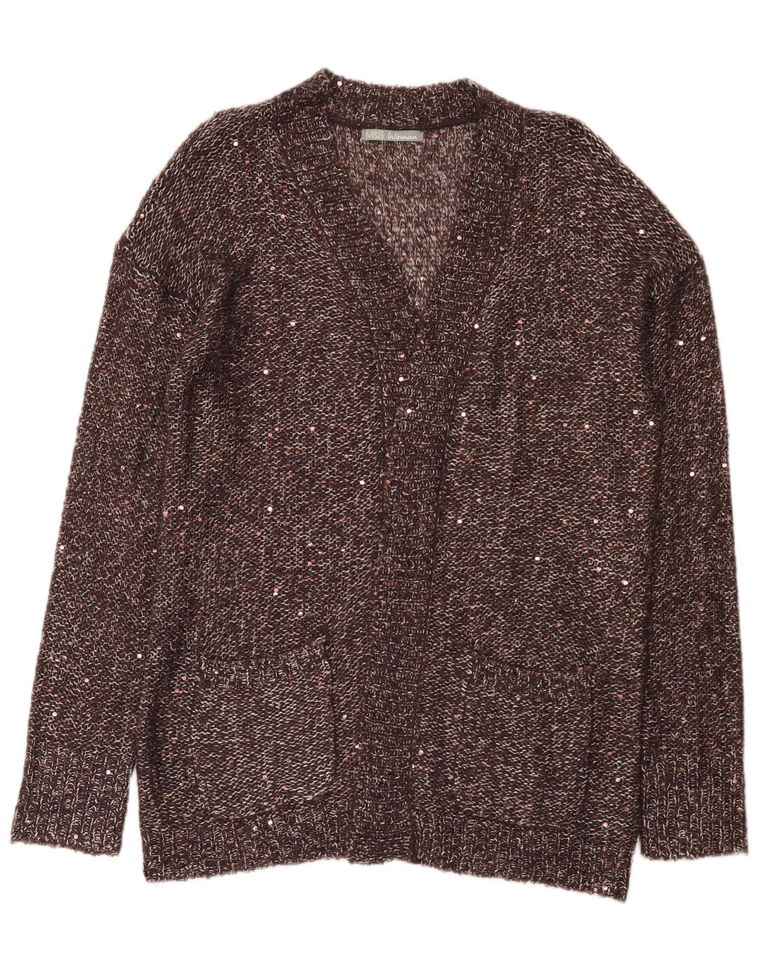 Marks & Spencer Womens Open Cardigan Sweater UK 18 XL Brun Polyester