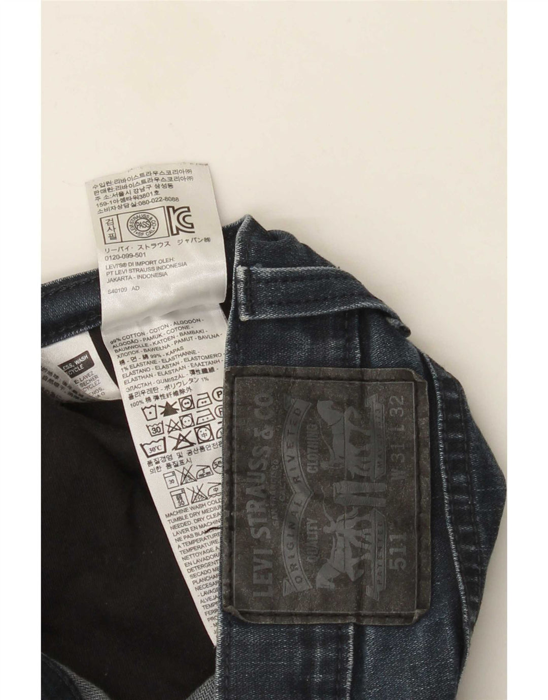 Levi's Herre 511 Slim Jeans W31 L32 Marineblå Bomuld