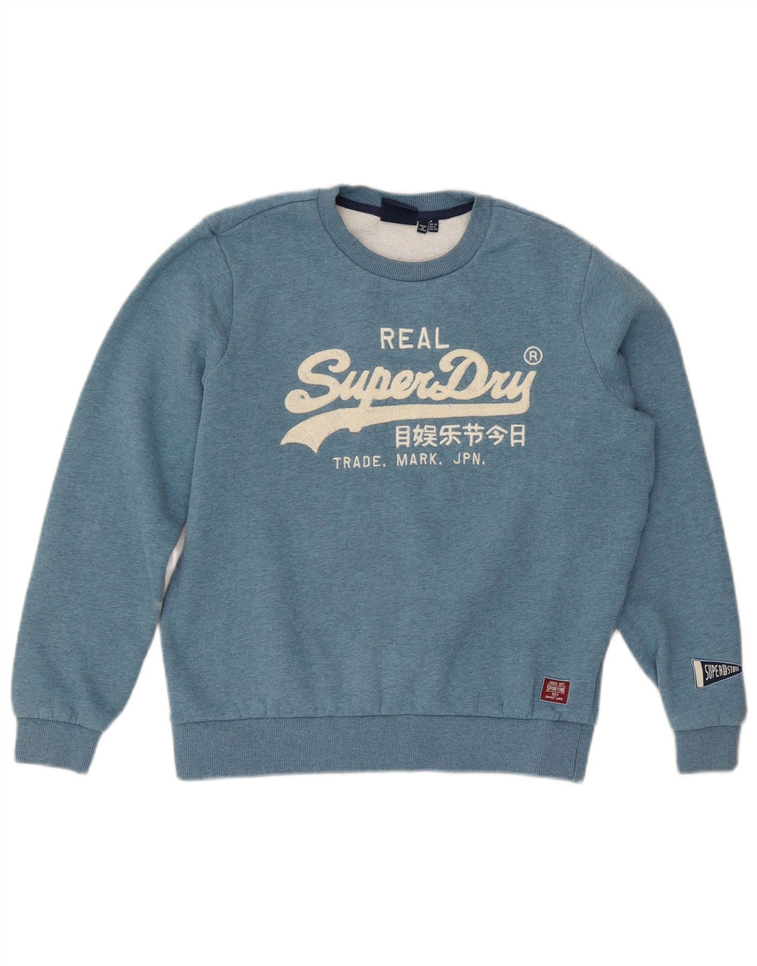 Superdry Graphic Sweatshirt Jumper UK 10 Small Blue Flecked