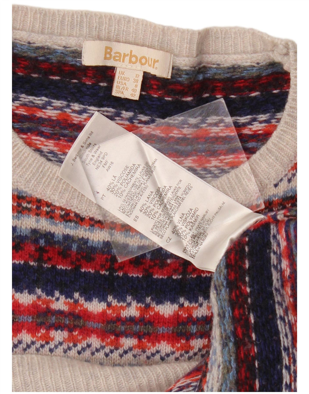 Barbour Dame Jumper Sweater UK 12 Medium Flerfarvet