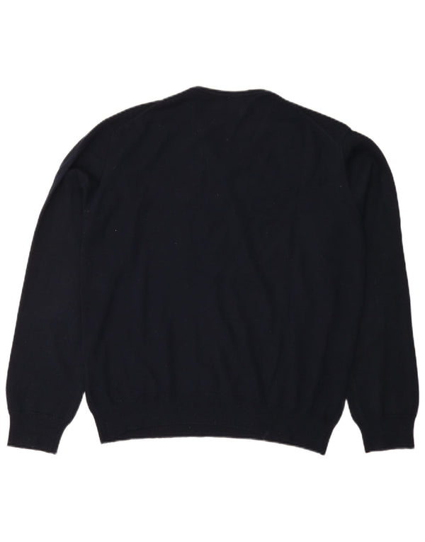 RIFLE Dame V-hals sweater UK 18 XL marineblå akryl