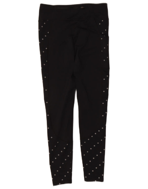 Nike Dame Leggings UK 8 Small Black Spotted Polyester