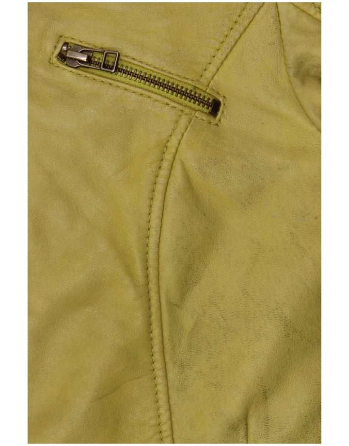 Freaky Nation Dame Læderjakke UK 10 Lille Grønt Læder