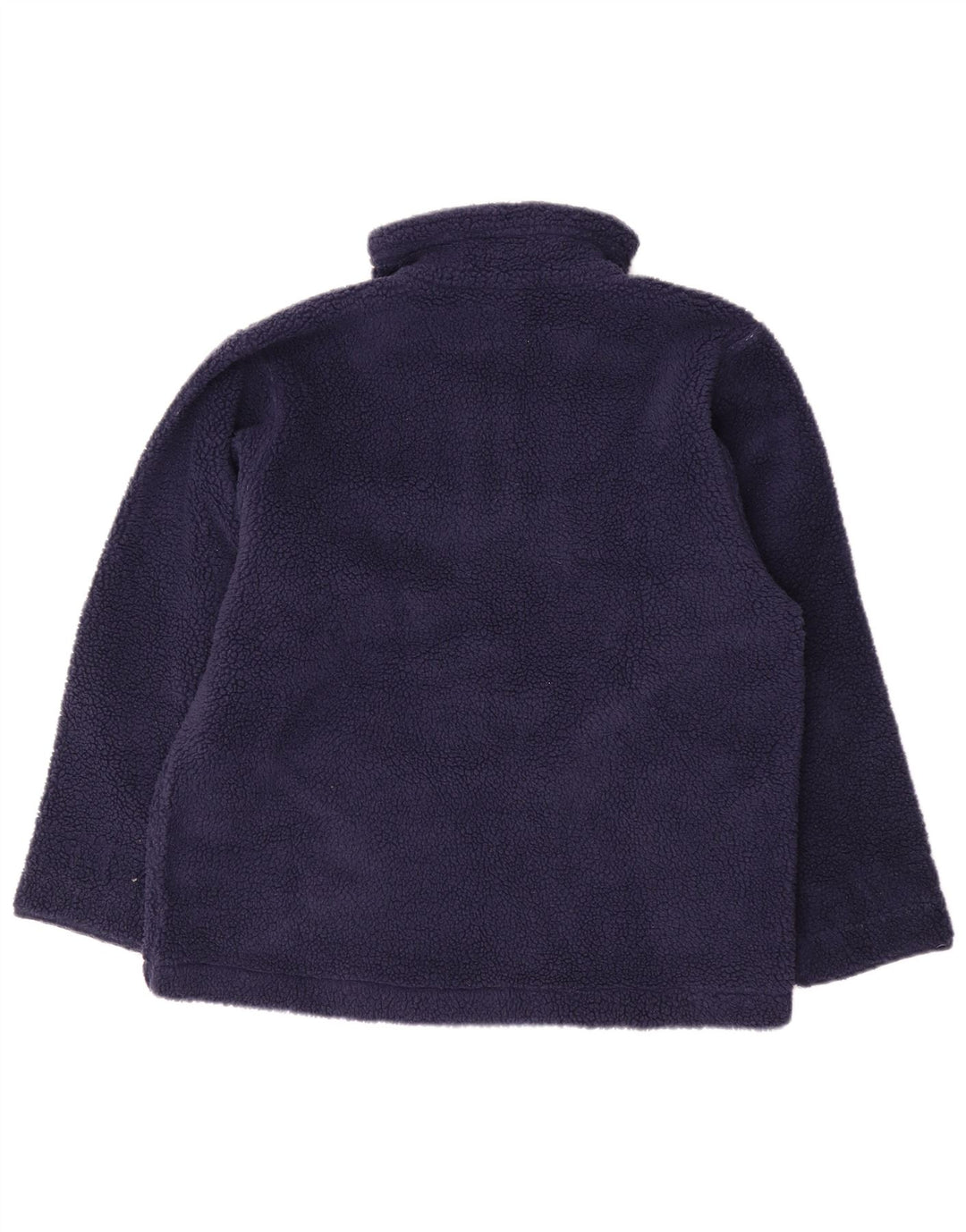 VINTAGE Dame Fleece Jumper med lynlås i UK 16 Large Navy Blue Fair Isle