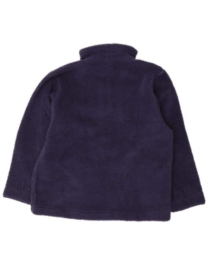 VINTAGE Dame Fleece Jumper med lynlås i UK 16 Large Navy Blue Fair Isle