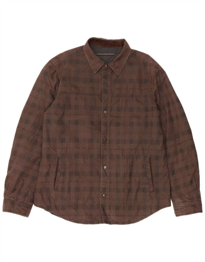 Massimo Dutti Herre Overshirt Vendbar skjorte 2XL brun ternet nylon