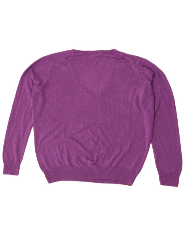 Marks & Spencer Dame Oversized V-hals sweater UK 18 XL Lilla