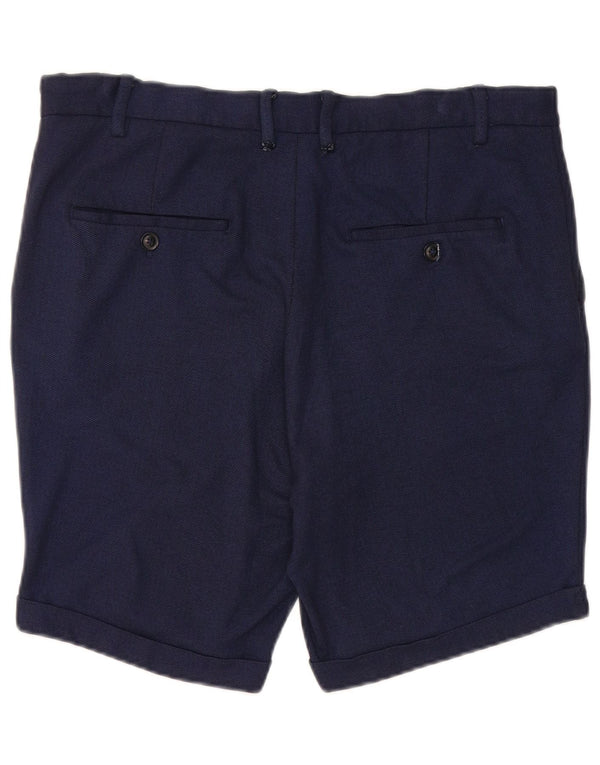 Zara Herre Chino Shorts EU 42 Large W32 Navy Blue Viscose