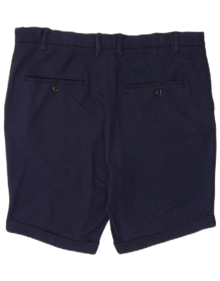 Zara Herre Chino Shorts EU 42 Large W32 Navy Blue Viscose