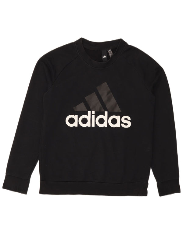 ADIDAS Graphic Sweatshirt Jumper UK 12/14 Medium Black Bomuld