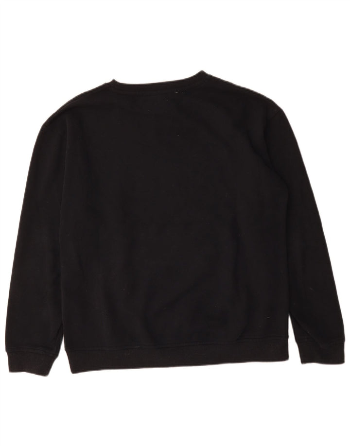 Ellesse Dame Grafisk Sweatshirt Jumper UK 12 Medium Sort Bomuld